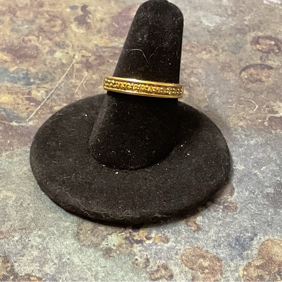 Technibond Jewelry - Technibond Gold-Tone Sterling Silver Gemstones or CZ’s Accent Eternity Ring